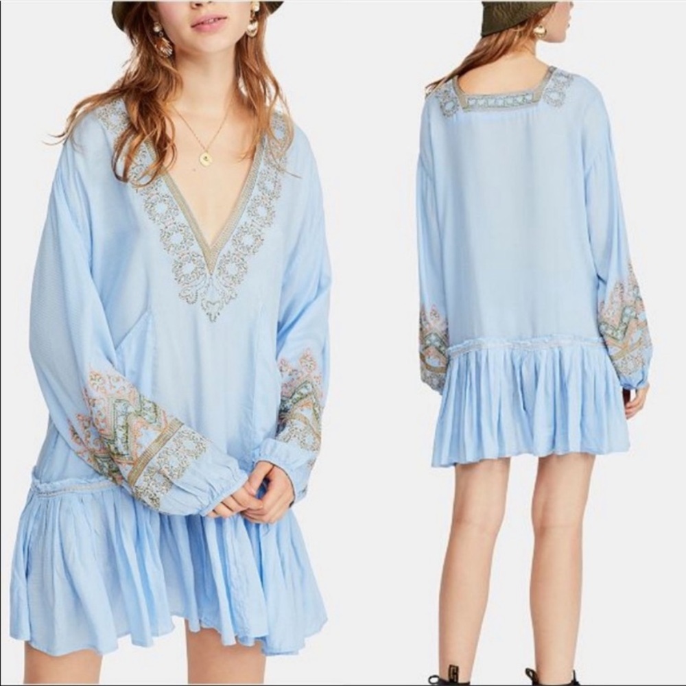 NWT Free People wild one embroidered boho dress S